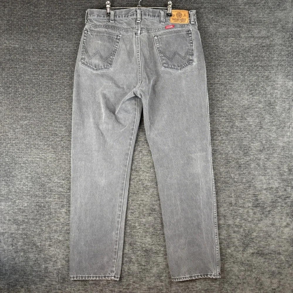 Vintage Wrangler American Hero Mens Regular Fit Gray Denim Jeans 36x32 Baggy Y2K